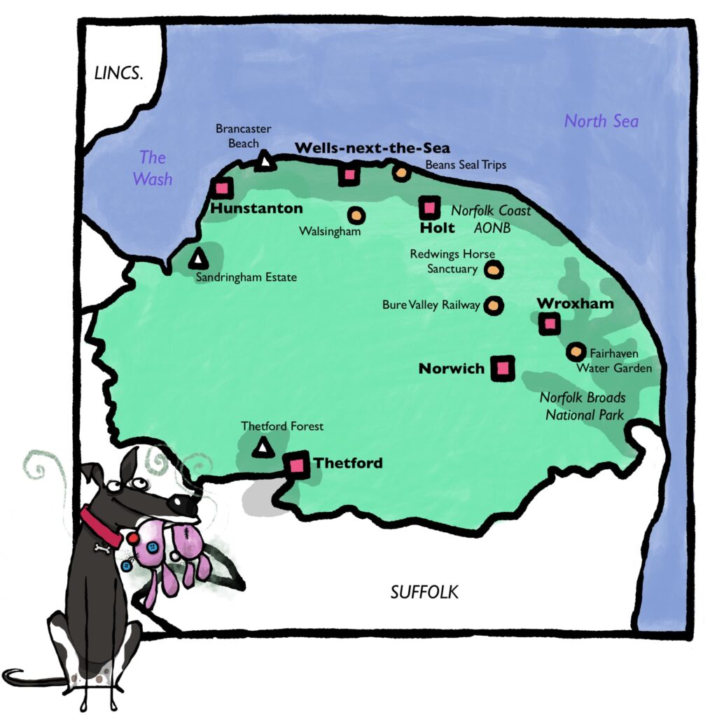 dog friendly map of Norfolk