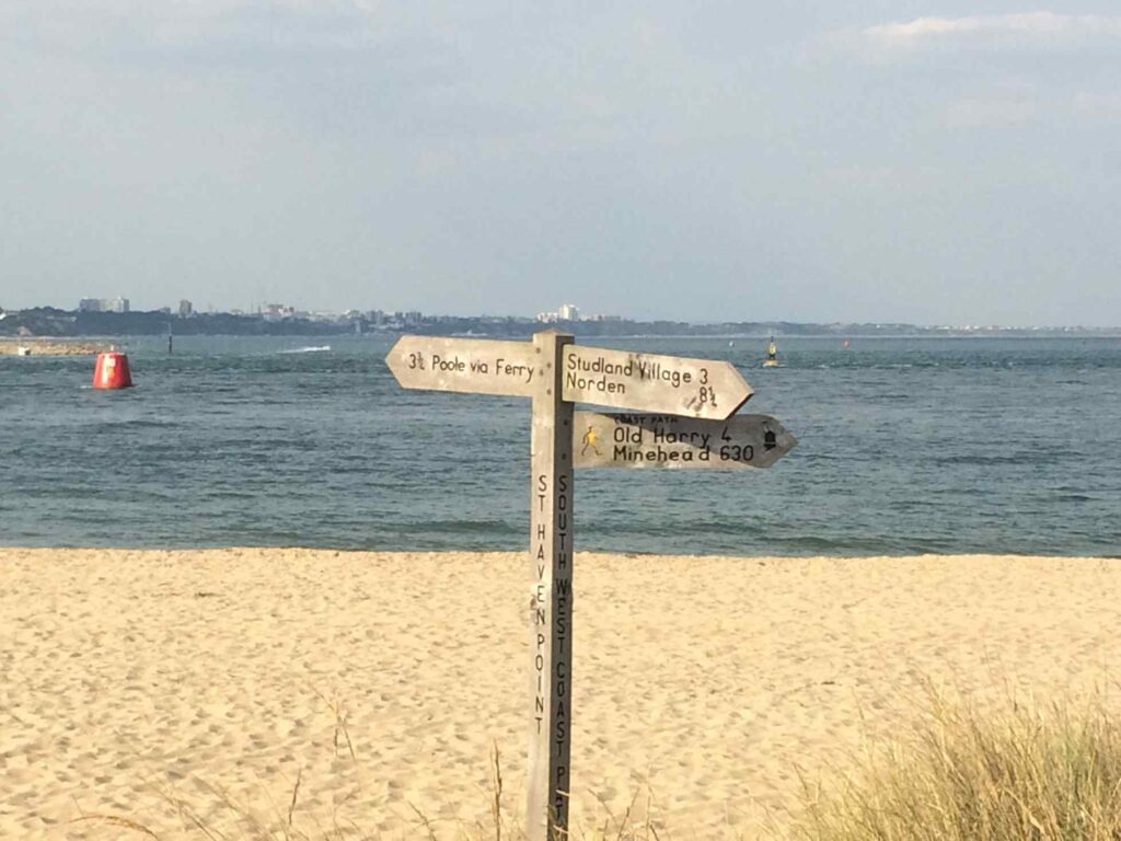 Signs for the South West Coast Path at Studland Dorset